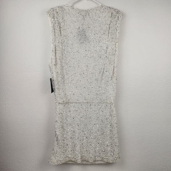 Retrofete Carnegie Sequin Dress in Crystal White Size XL NWT Beaded - Picture 7 of 13